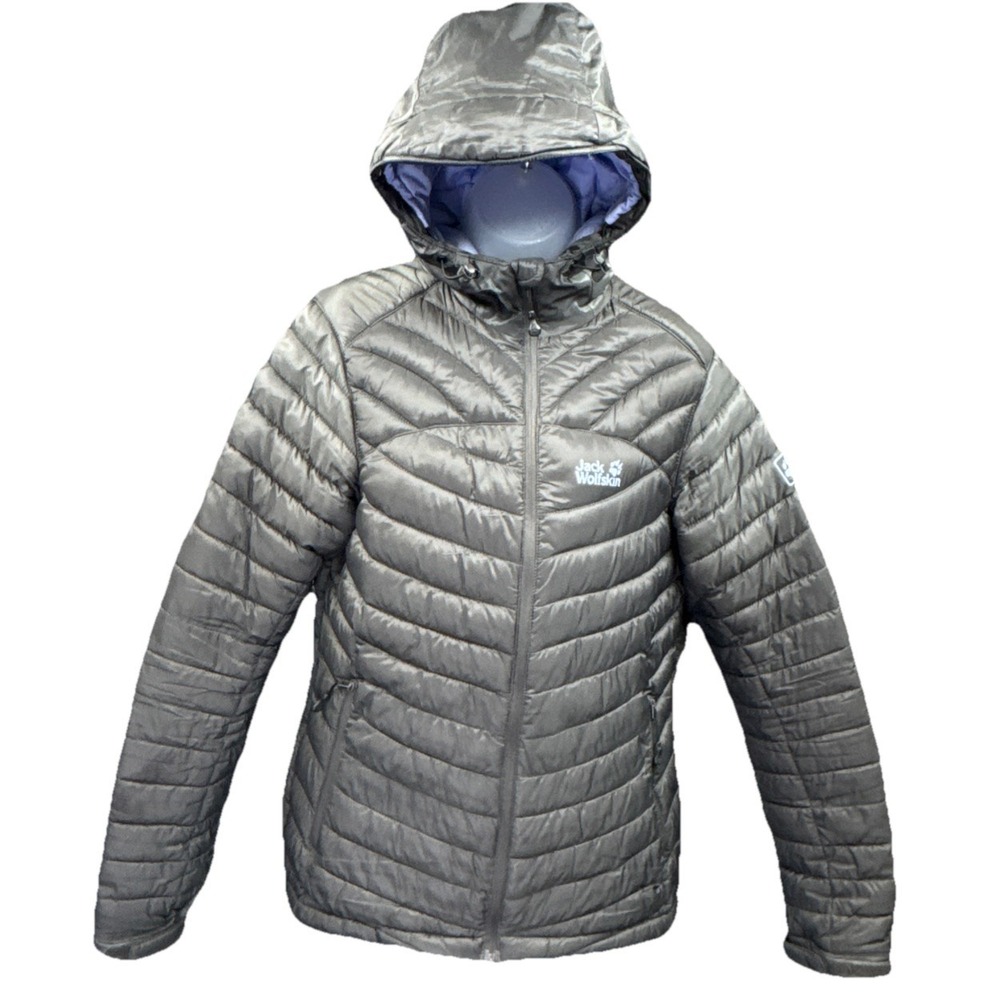 Jack Wolfskin Fibercloud Woman's Jacket  Hoodie Medium Lined Padded Full Zip